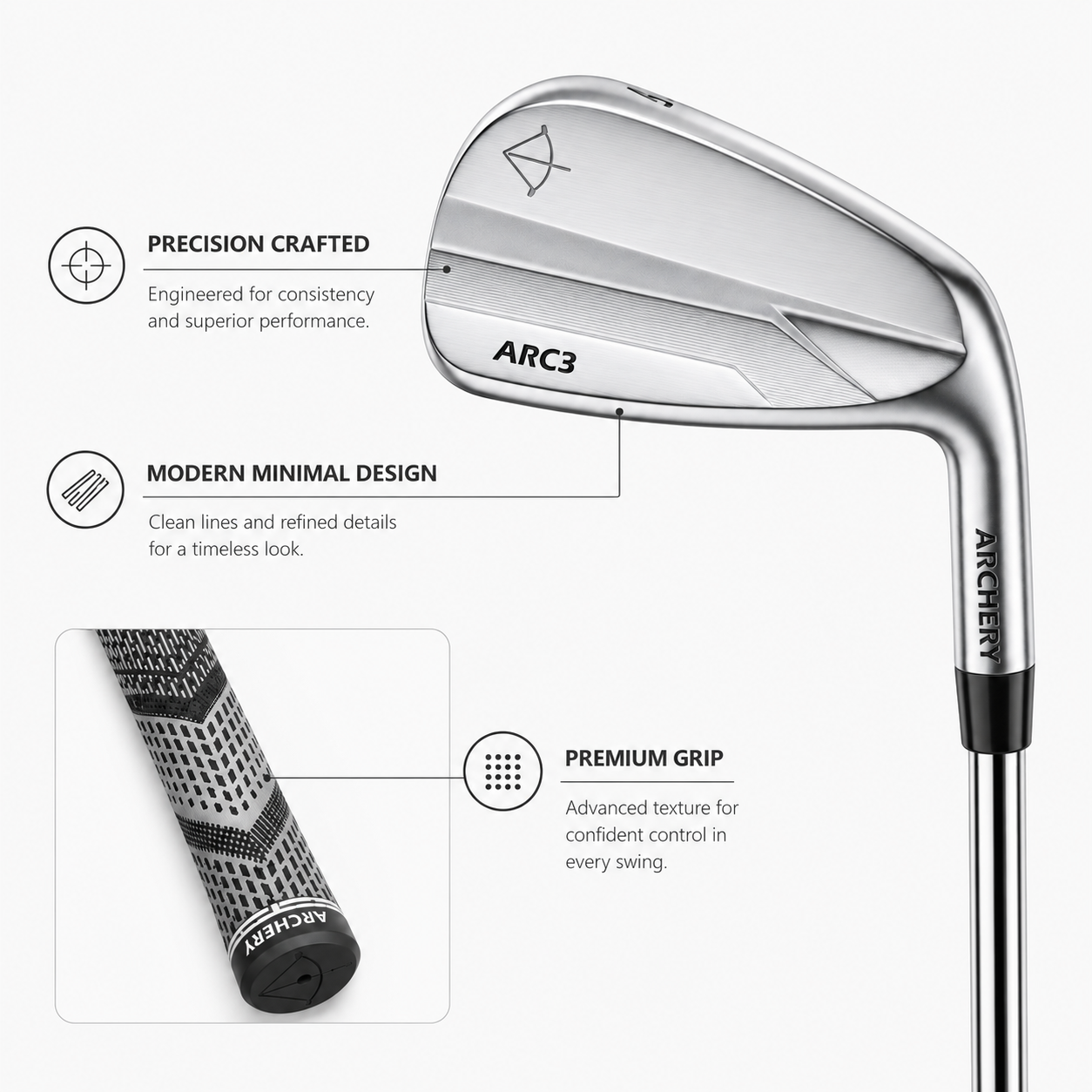 ARCH 3 Iron Set (4-PW) | Classic Silver
